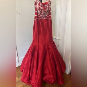 Ritzee Red Beaded Prom / Pageant / Formal Dress